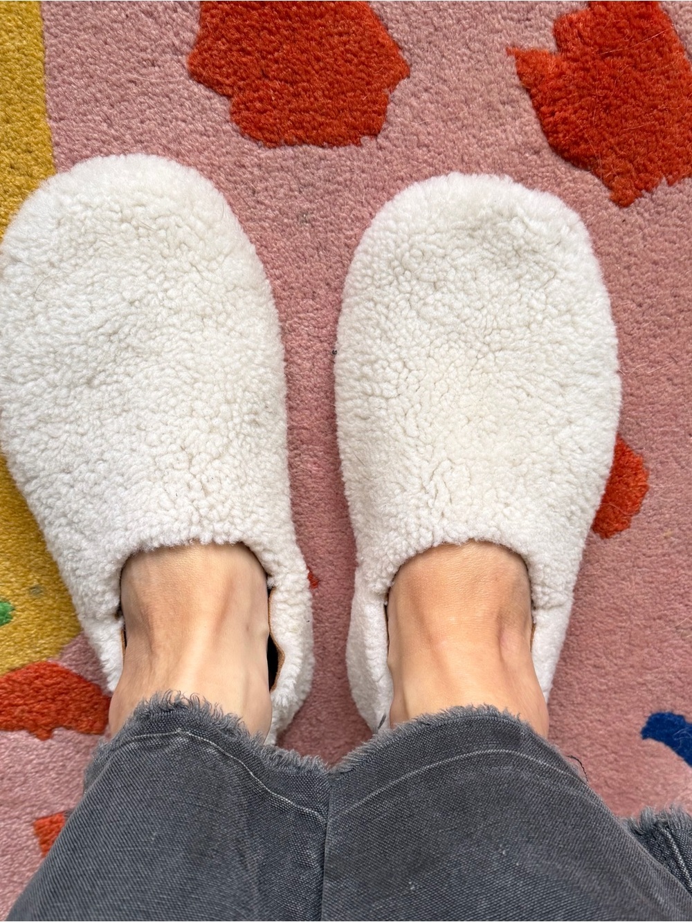 Women's Cream Shearling Slip-On Slippers